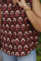 Maroon Block Print Top