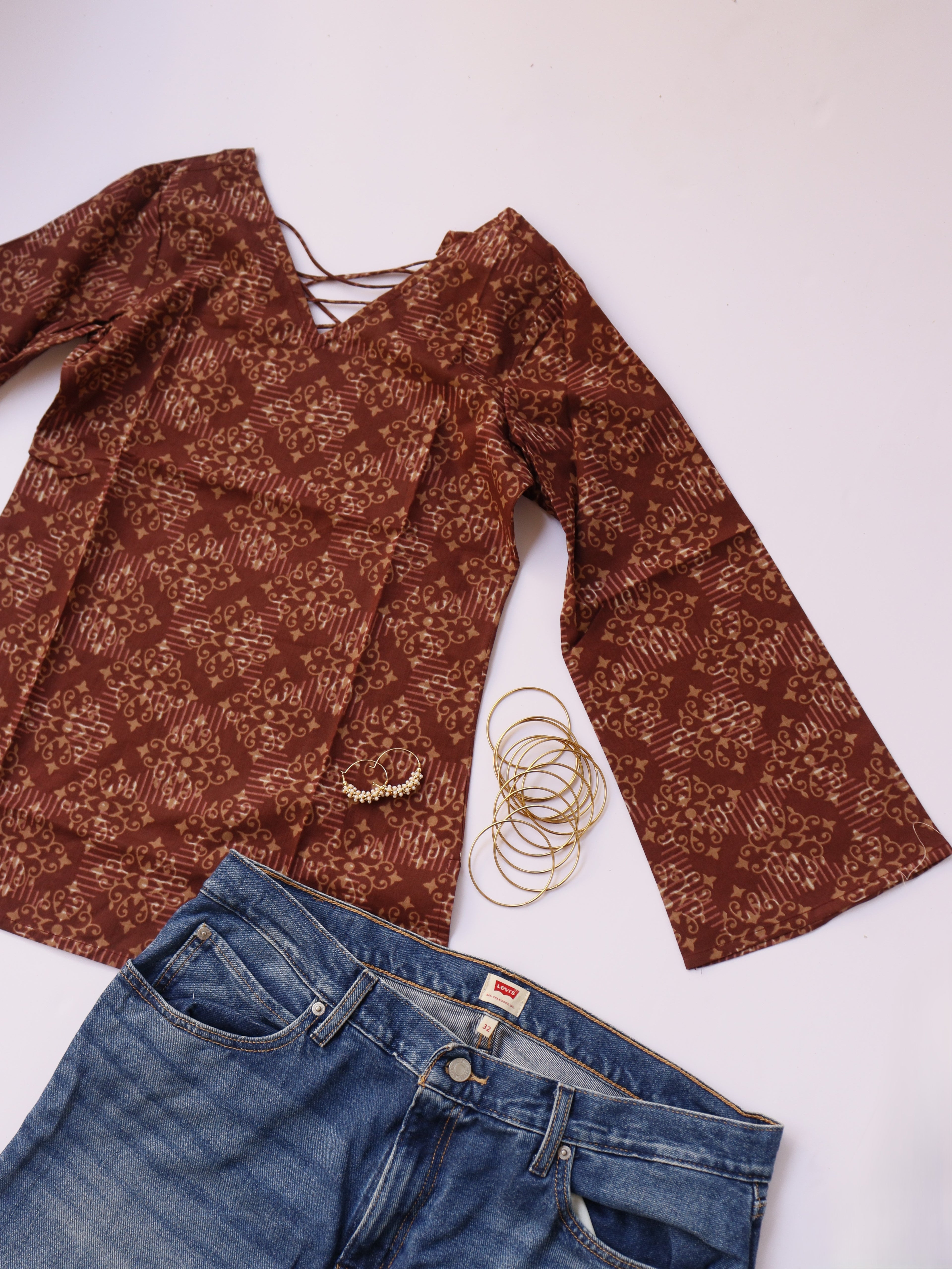 Maroon Block Short Kurti
