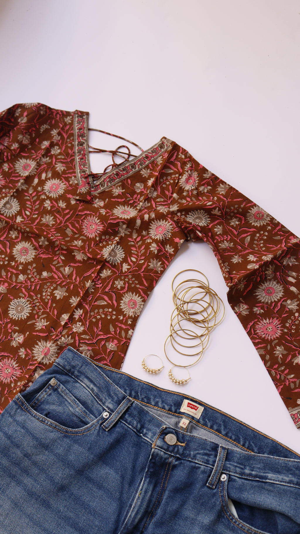 Teracotta Floral Short Kurti