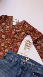 Teracotta Floral Short Kurti