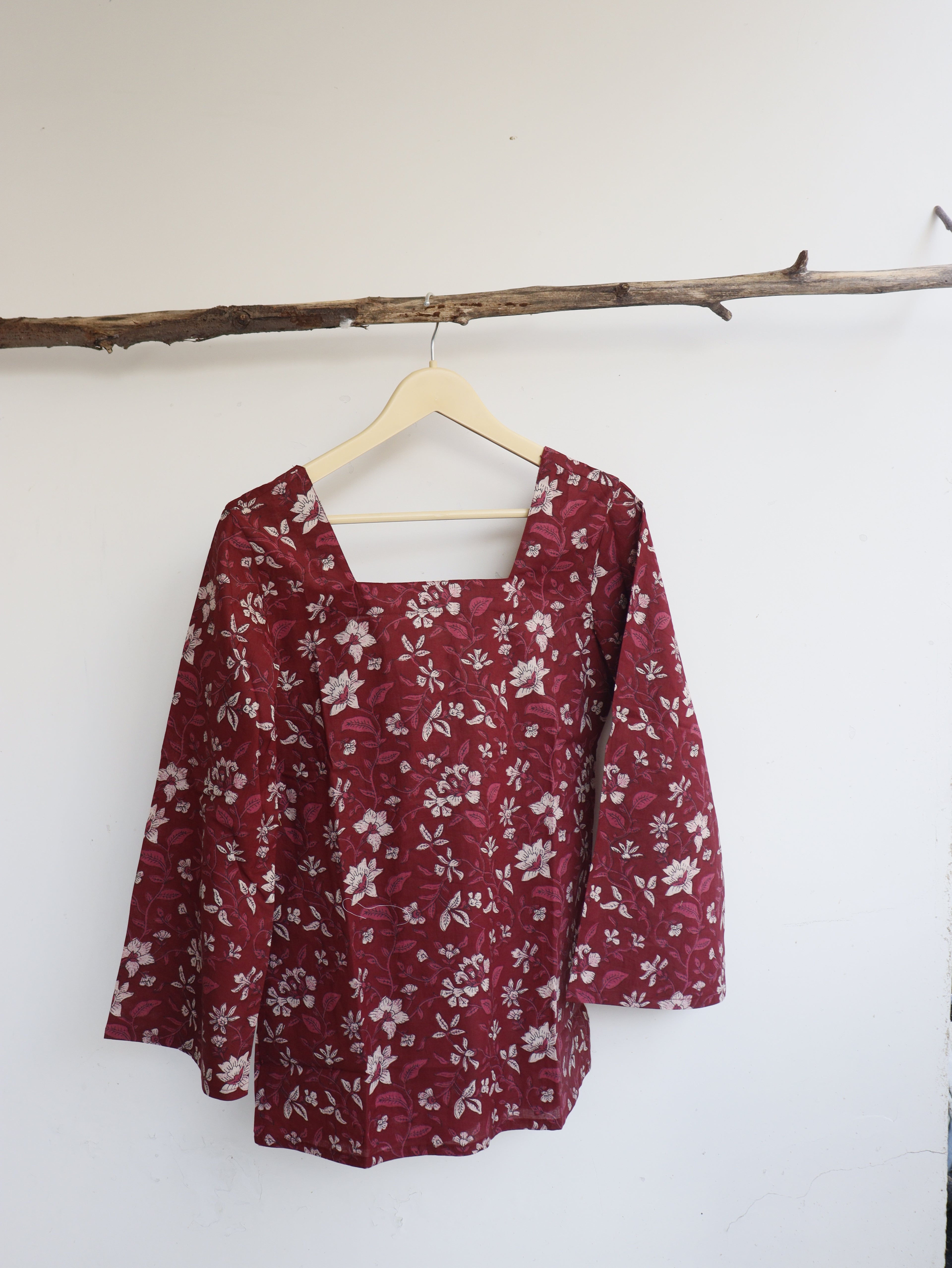 Wine Floral Corset Kurti