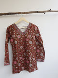 Teracotta Floral Short Kurti