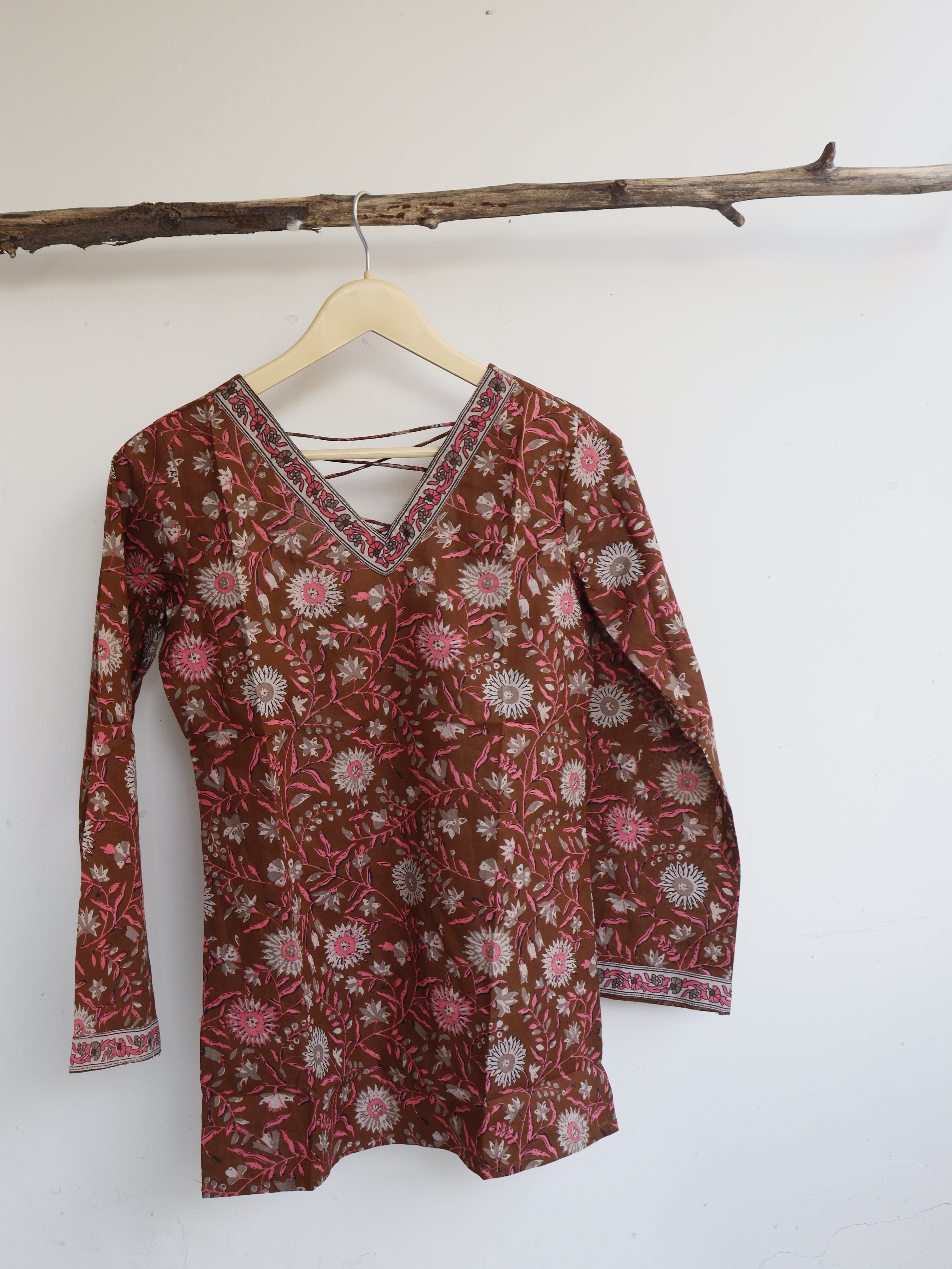Teracotta Floral Short Kurti