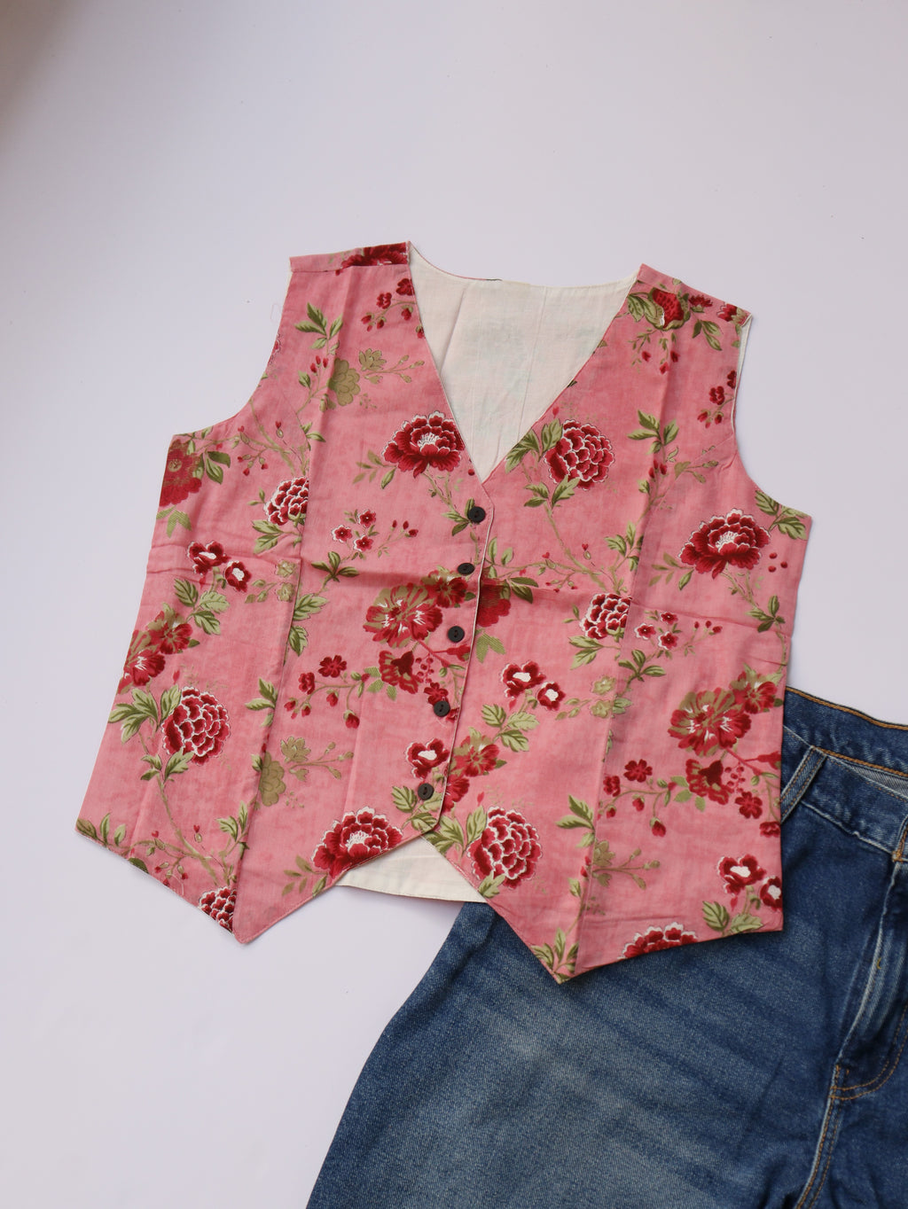 Pink Floral Vest