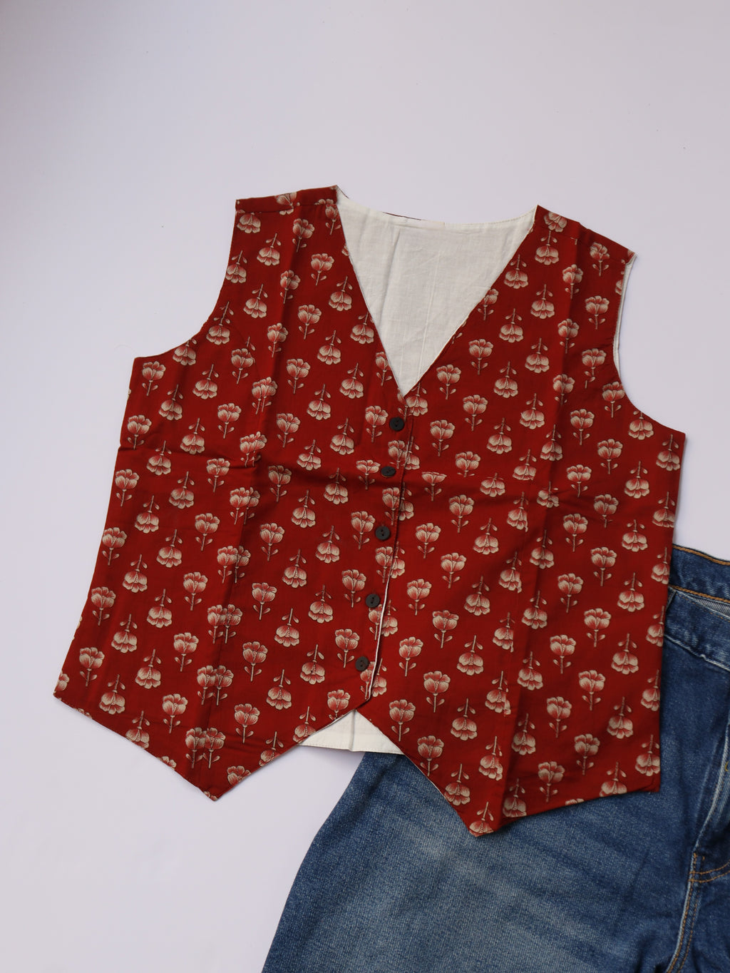 Red Floral Vest