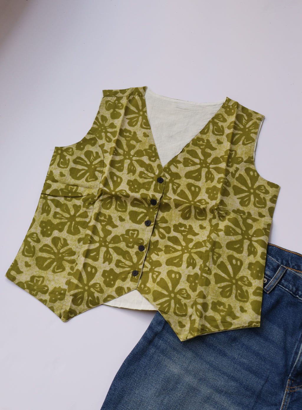 Green Floral Vest