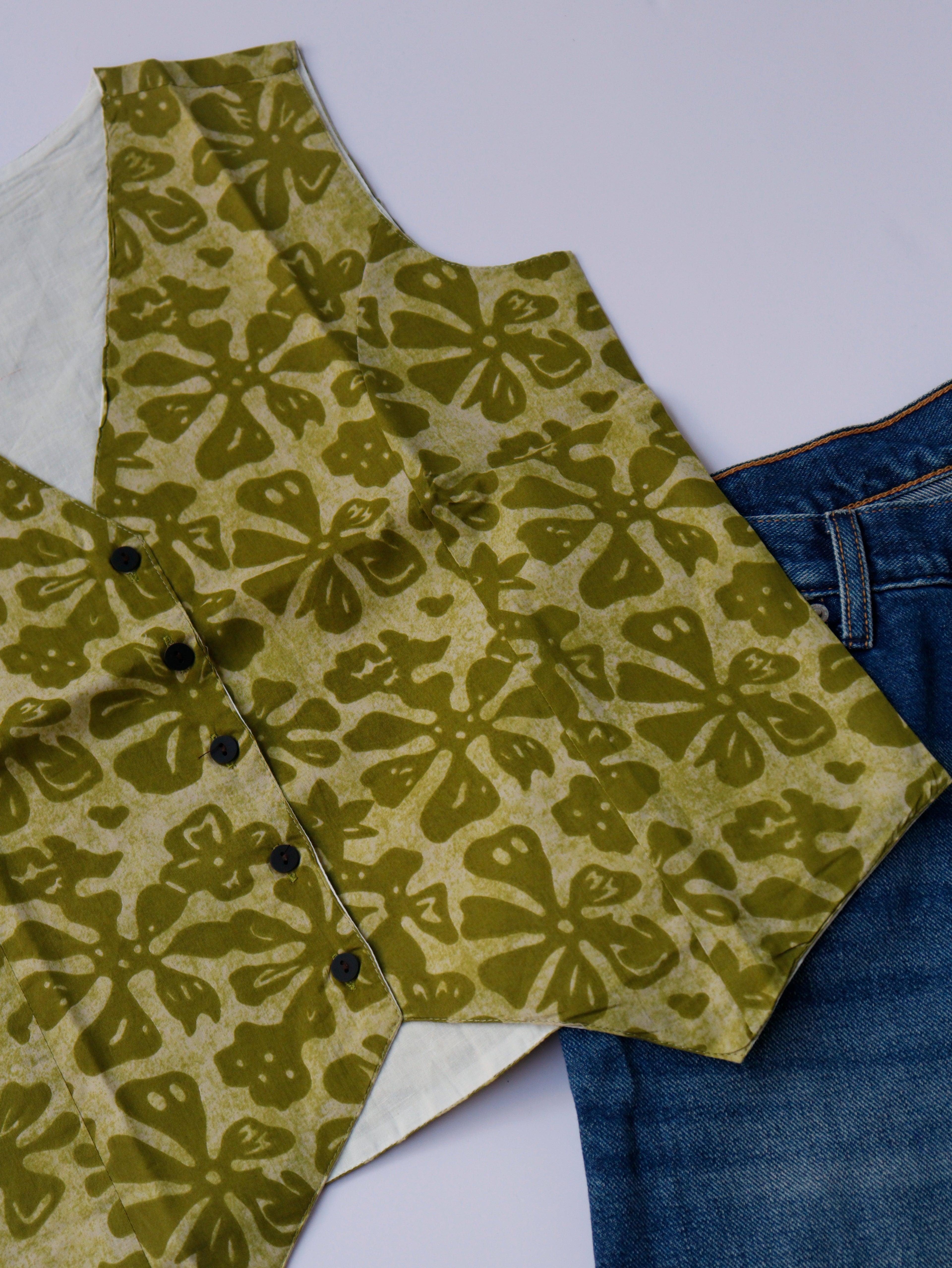 Green Floral Vest