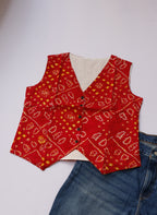 Red Bandhani Vest