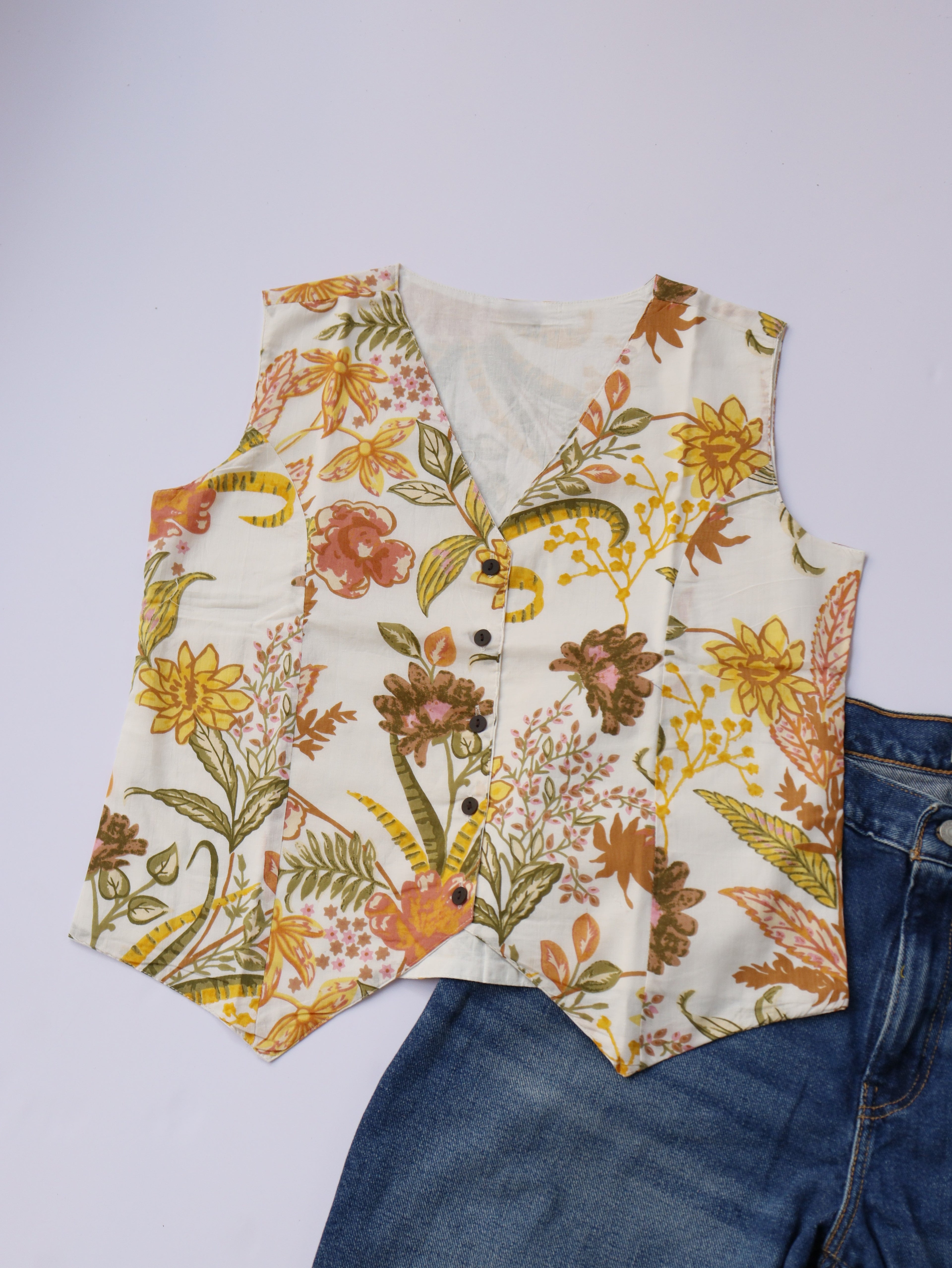 White Floral Vest