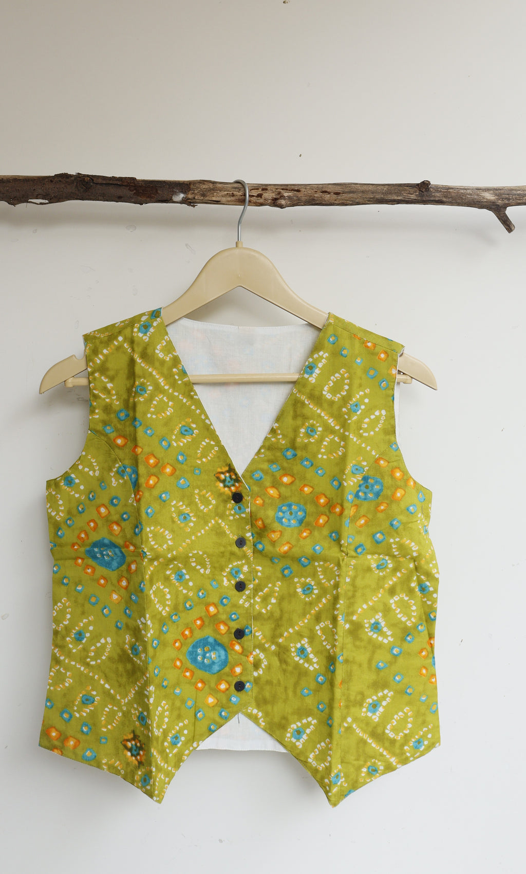 Olive Bandhani Vest