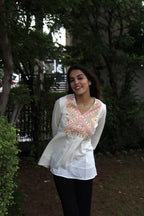White Peplum Top