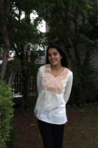White Peplum Top