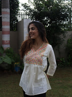 White Peplum Top